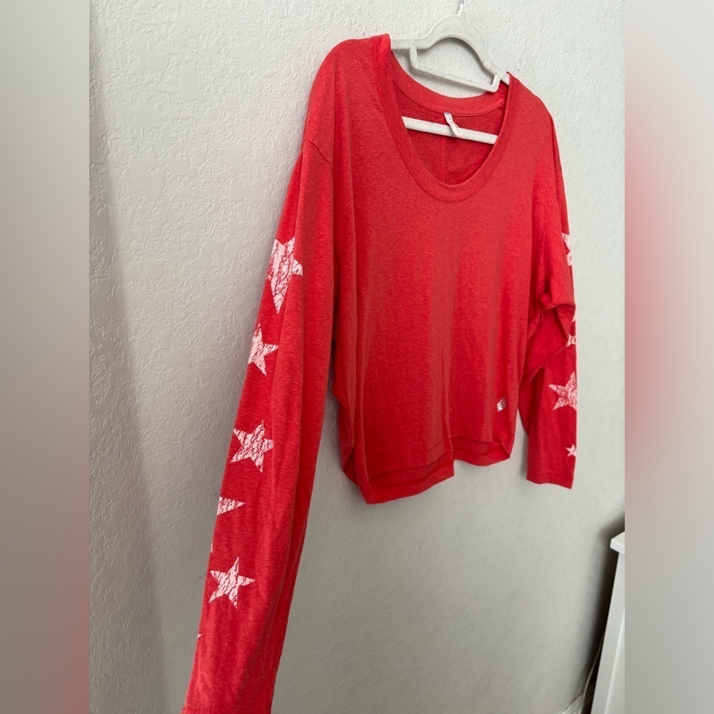 Free People Movement Orange Melrose Star Print Long Sleeve T-Shirt Women's S - Picture 3 of 6